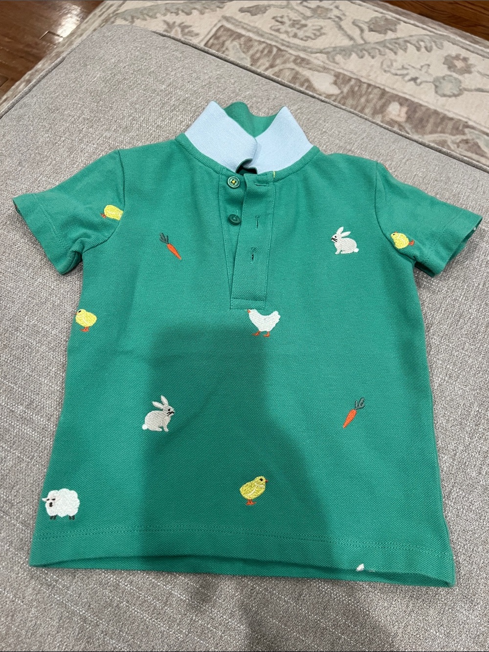 Baby Boden Green Embroidered Animal Polo Shirt